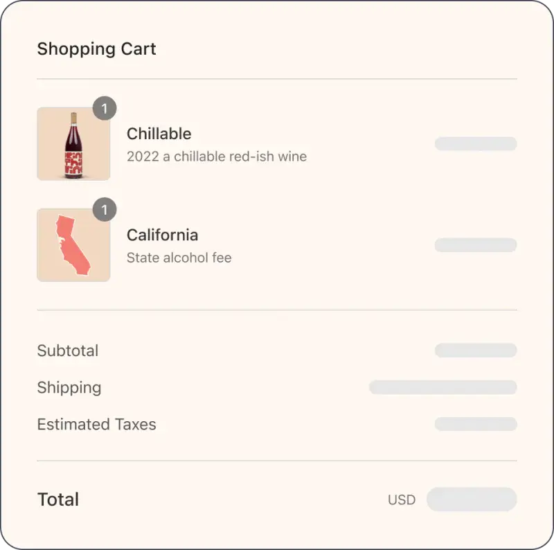 State alcohol fee shown as line item in Shopify checkout cart